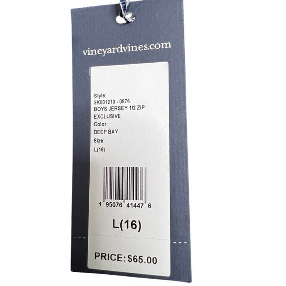 Vineyard Vines Boys' Exclusive Jersey Half Zip Pullover In Deep Bay - L (16) - Picture 7 of 7